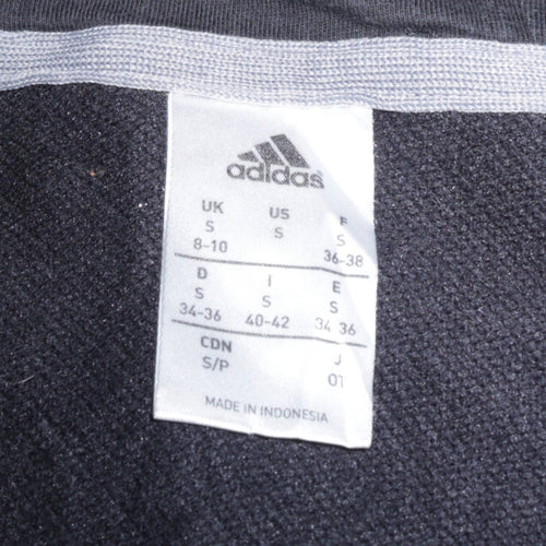 Adidas Women's Black Full Zip Hoodie Size S 8-10 Classic 3-Stripes