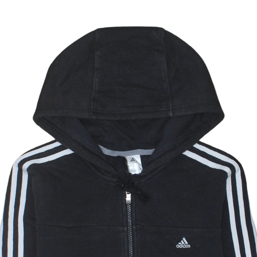Adidas Women's Black Full Zip Hoodie Size S 8-10 Classic 3-Stripes