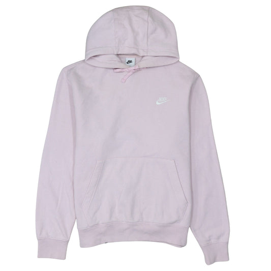 Nike Women Pink Pullover Hoodie Medium Cotton Blend Logo Sweatshirt