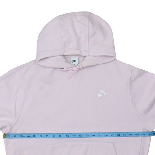 Nike Women Pink Pullover Hoodie Medium Cotton Blend Logo Sweatshirt