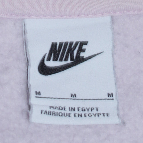 Nike Women Pink Pullover Hoodie Medium Cotton Blend Logo Sweatshirt