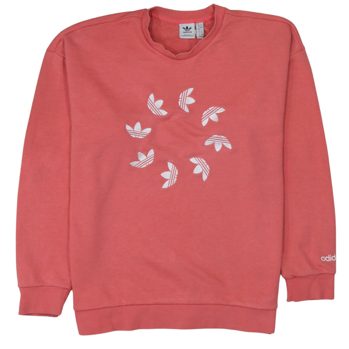Adidas Women Coral Pink Crew Neck Pullover Sweatshirt UK 16