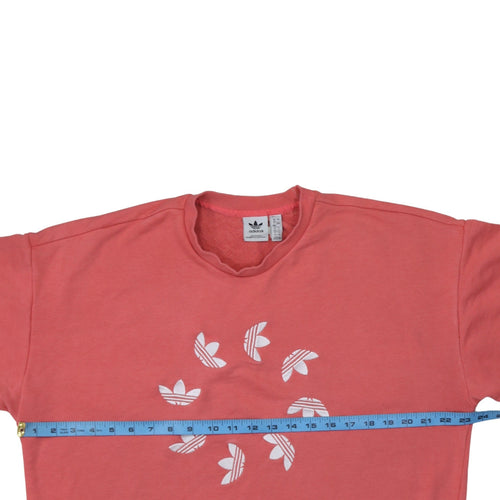 Adidas Women Coral Pink Crew Neck Pullover Sweatshirt UK 16