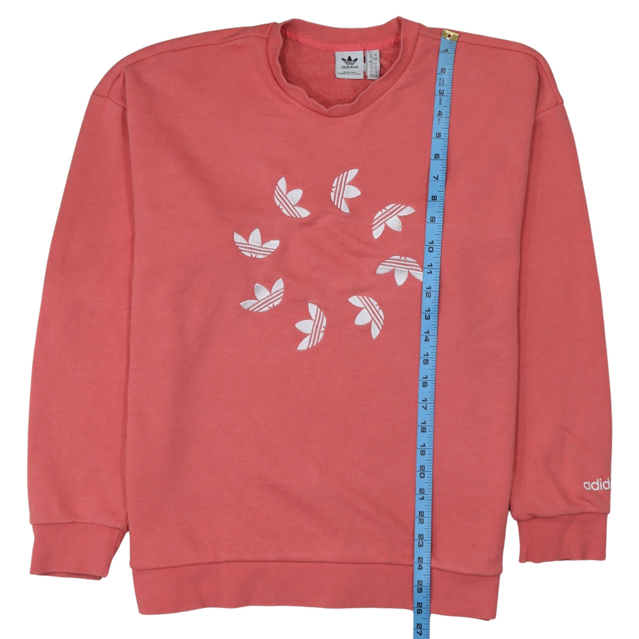 Adidas Women Coral Pink Crew Neck Pullover Sweatshirt UK 16