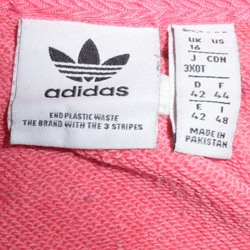 Adidas Women Coral Pink Crew Neck Pullover Sweatshirt UK 16