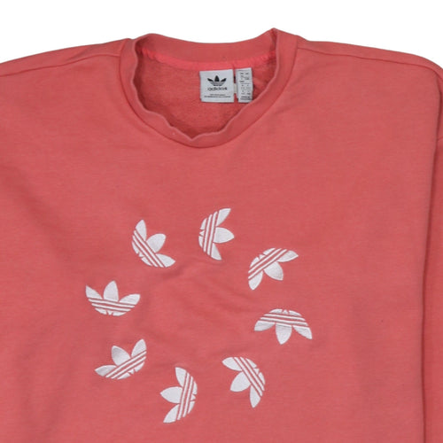 Adidas Women Coral Pink Crew Neck Pullover Sweatshirt UK 16
