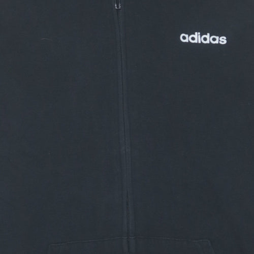 Adidas Womens Black Full Zip Hoodie Medium Classic 3-Stripes Jacket