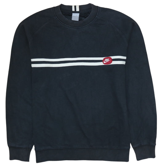 Nike Men's Black L Crew Neck Striped Logo Sweatshirt