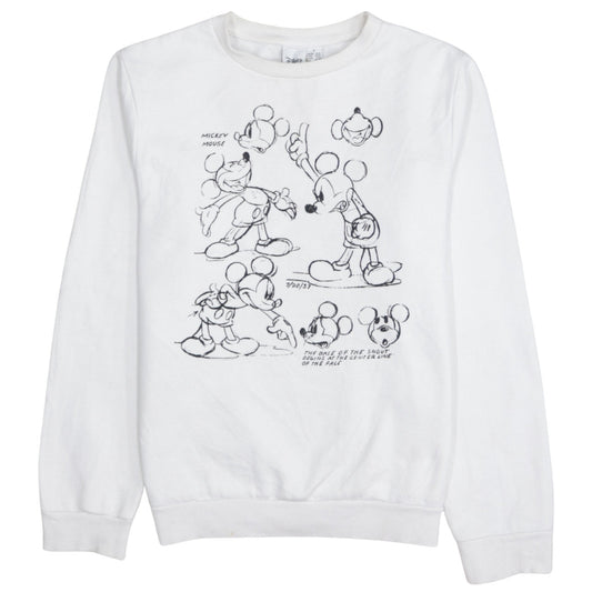 Disney Primark Women White Mickey Mouse Graphic Pullover Sweatshirt Size S