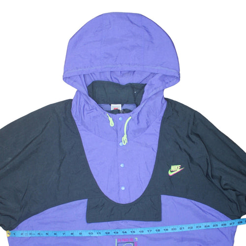 Vintage Nike Men's Purple Black Hooded Anorak Windbreaker Jacket XL