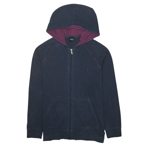 Hugo Boss Womens Navy Full Zip Hoodie Size L Cotton Blend
