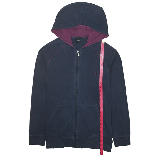 Hugo Boss Womens Navy Full Zip Hoodie Size L Cotton Blend