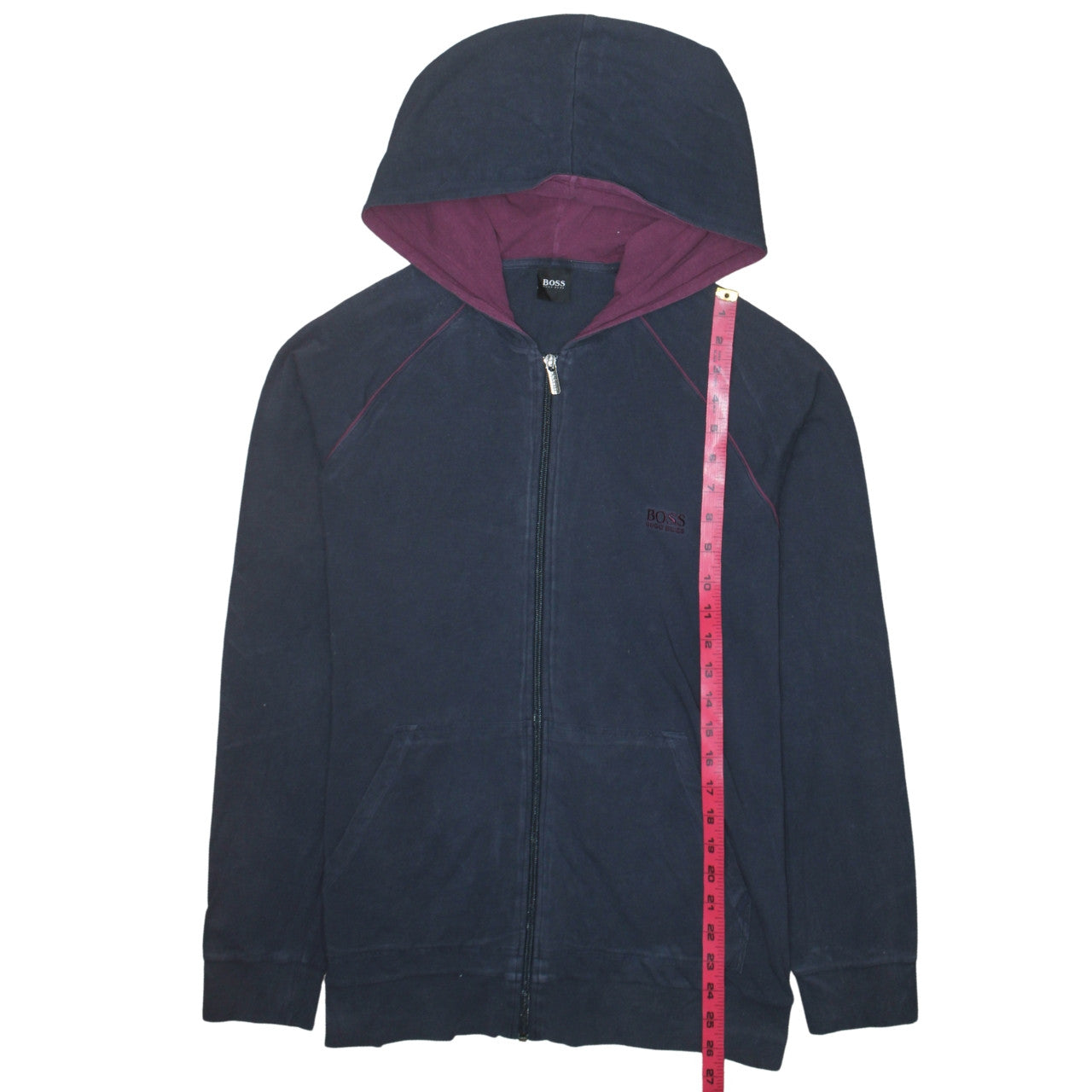 Hugo Boss Womens Navy Full Zip Hoodie Size L Cotton Blend