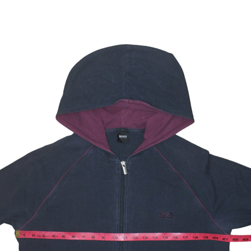 Hugo Boss Womens Navy Full Zip Hoodie Size L Cotton Blend
