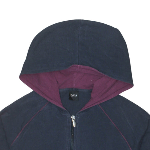 Hugo Boss Womens Navy Full Zip Hoodie Size L Cotton Blend
