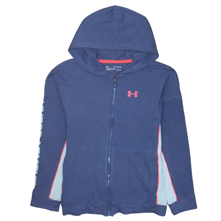 Under Armour Boys Navy Blue Full Zip Hoodie Size XL ColdGear Lined