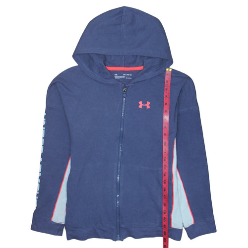 Under Armour Boys Navy Blue Full Zip Hoodie Size XL ColdGear Lined