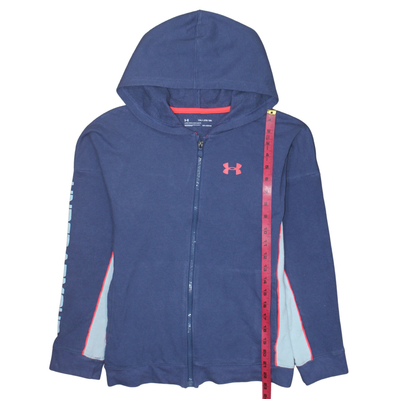 Under Armour Boys Navy Blue Full Zip Hoodie Size XL ColdGear Lined