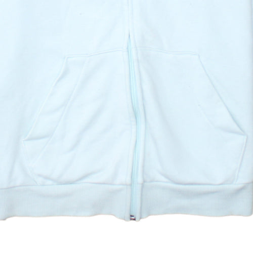 Adidas Women Light Blue Full Zip Hoodie Size L16-18 Cotton Blend