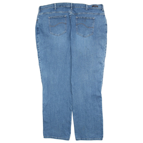Lee Women Blue 20 Plus Straight Leg Mid Rise Stretch Jeans