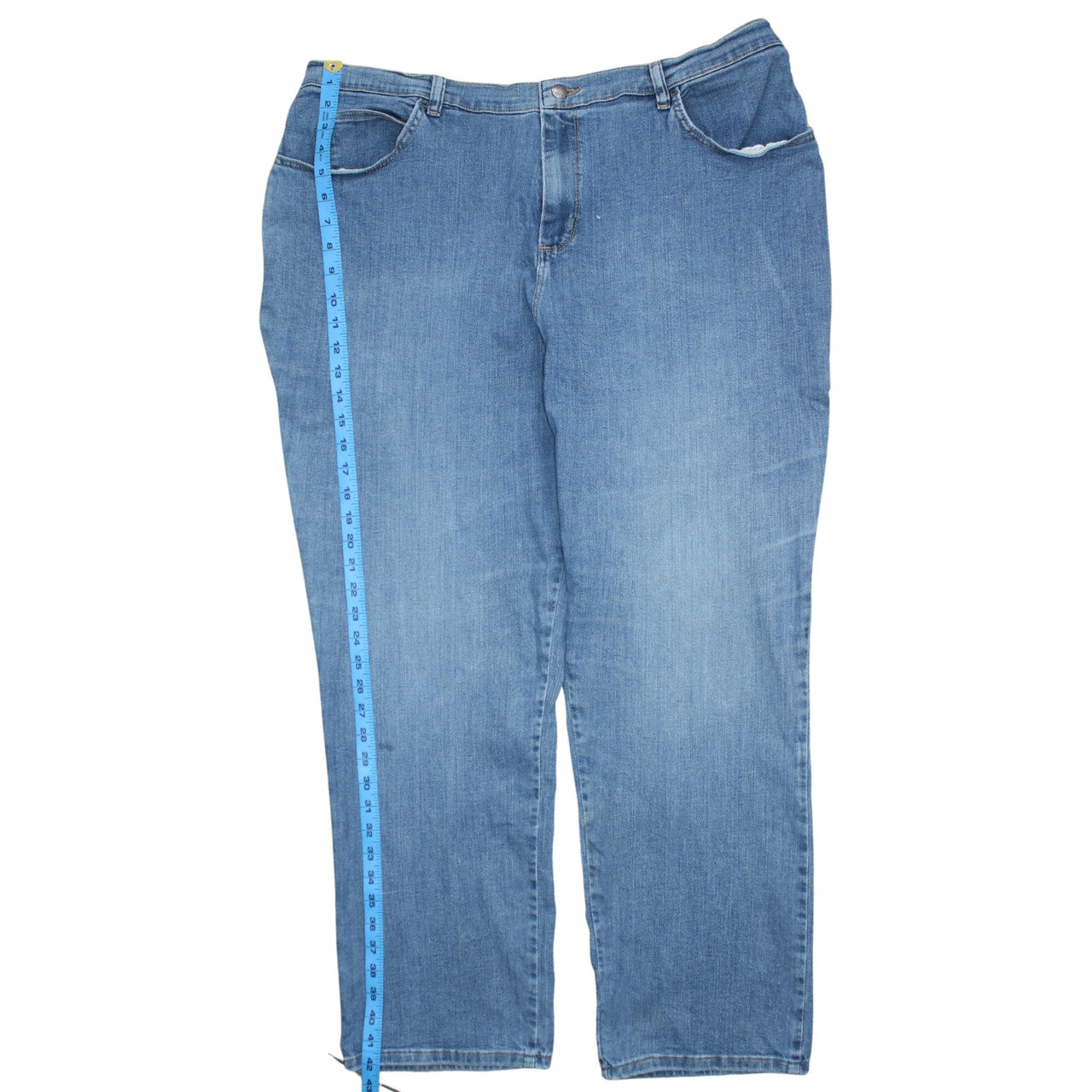 Lee Women Blue 20 Plus Straight Leg Mid Rise Stretch Jeans