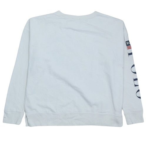 Polo Ralph Lauren Women White Logo Long Sleeve Crew Neck Sweatshirt M