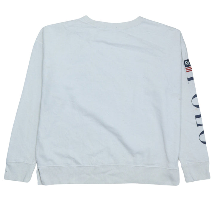 Polo Ralph Lauren Women White Logo Long Sleeve Crew Neck Sweatshirt M