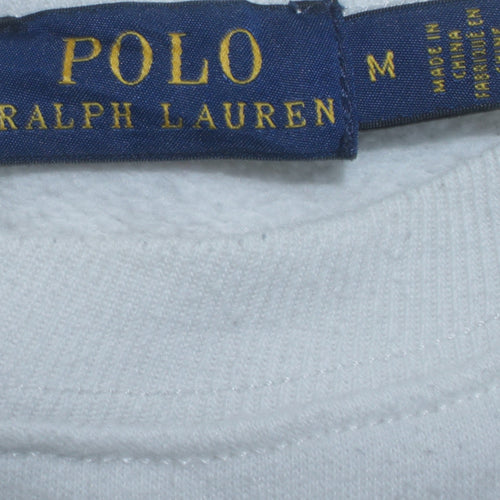 Polo Ralph Lauren Women White Logo Long Sleeve Crew Neck Sweatshirt M