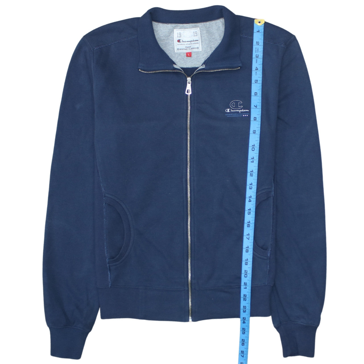Champion Women's Navy Full Zip Sweatshirt L Heritage Classics