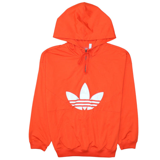 Adidas Womens Orange Hooded Pullover Sweatshirt Size 10 Logo Hoodie