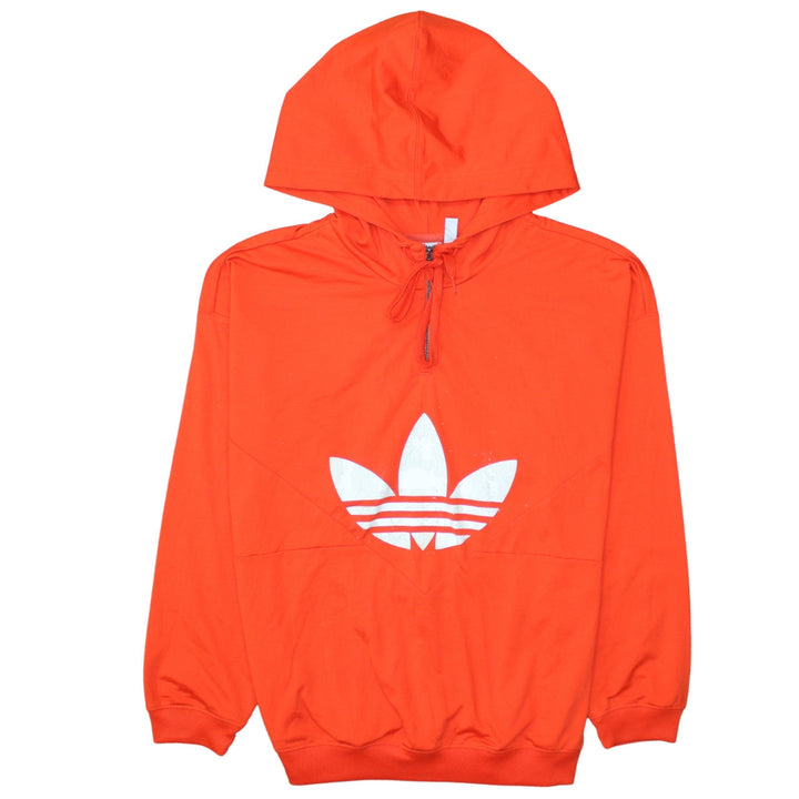 Adidas Womens Orange Hooded Pullover Sweatshirt Size 10 Logo Hoodie