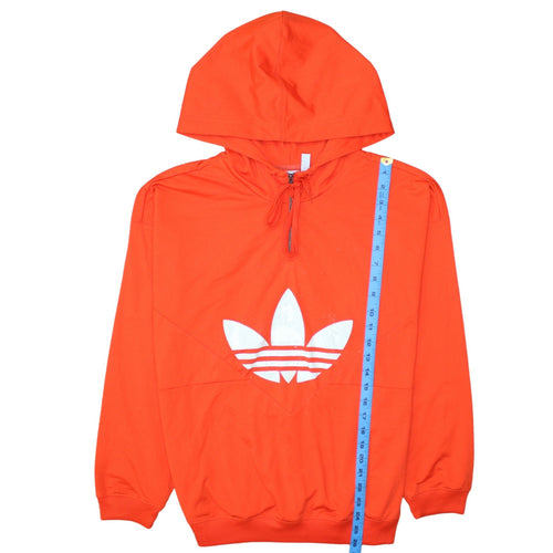 Adidas Womens Orange Hooded Pullover Sweatshirt Size 10 Logo Hoodie