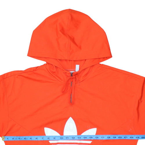 Adidas Womens Orange Hooded Pullover Sweatshirt Size 10 Logo Hoodie