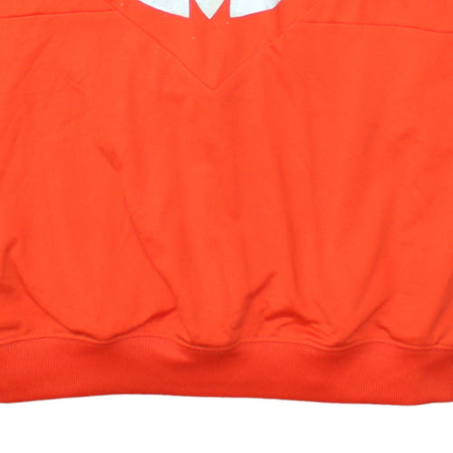 Adidas Womens Orange Hooded Pullover Sweatshirt Size 10 Logo Hoodie