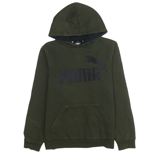 Puma Boys Green Pullover Hoodie Long Sleeve Logo Sweatshirt Size 14
