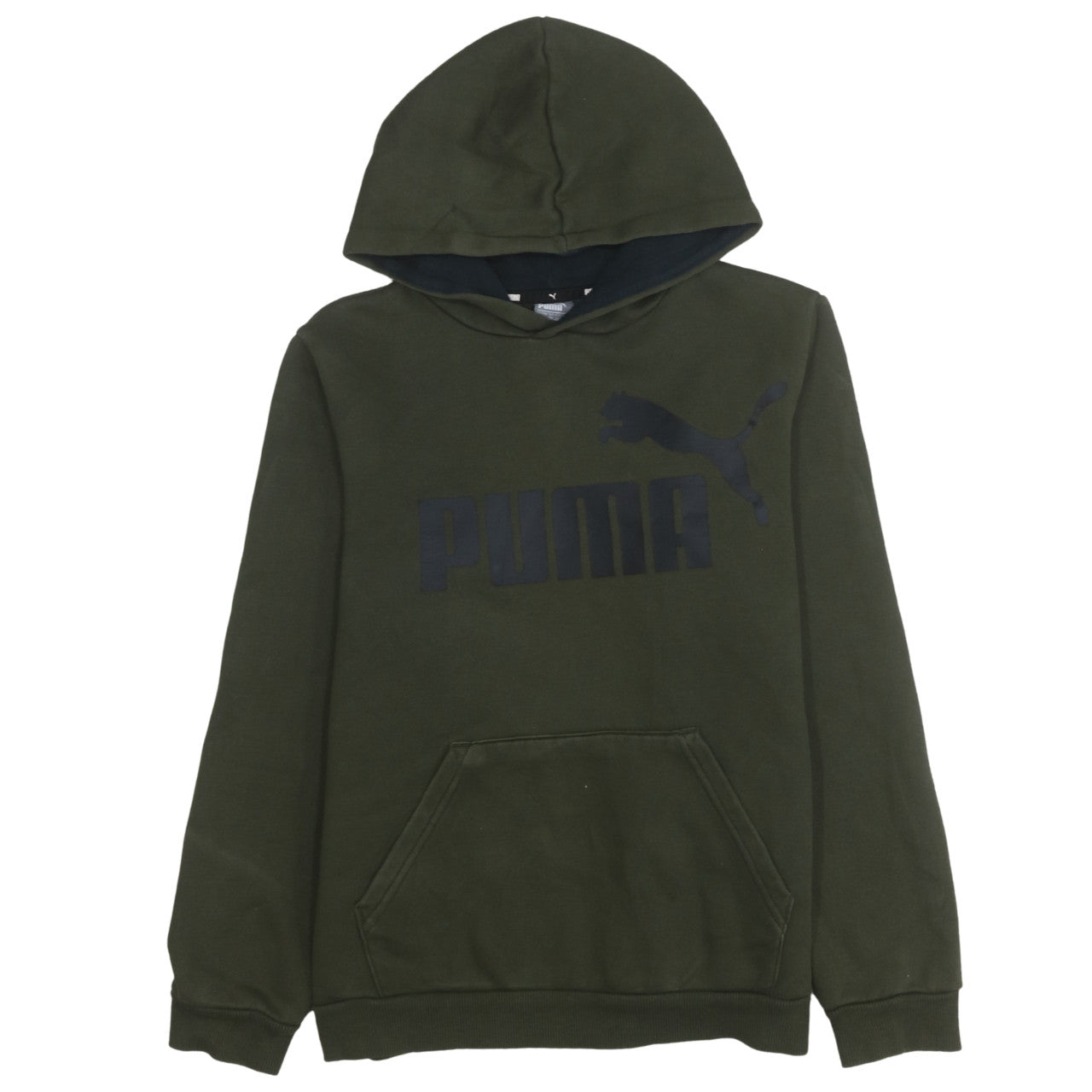 Puma Boys Green Pullover Hoodie Long Sleeve Logo Sweatshirt Size 14