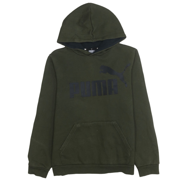 Puma Boys Green Pullover Hoodie Long Sleeve Logo Sweatshirt Size 14