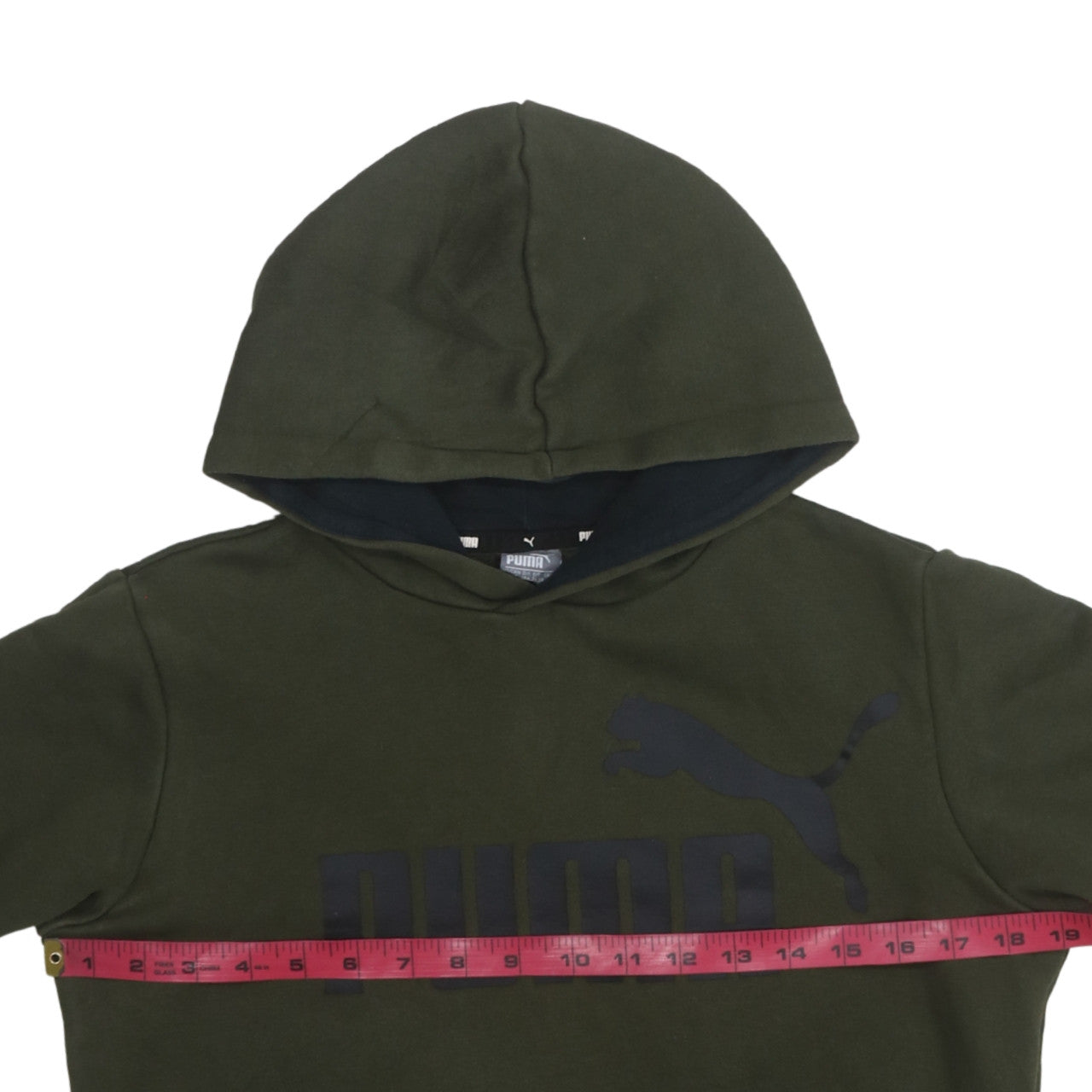 Puma Boys Green Pullover Hoodie Long Sleeve Logo Sweatshirt Size 14
