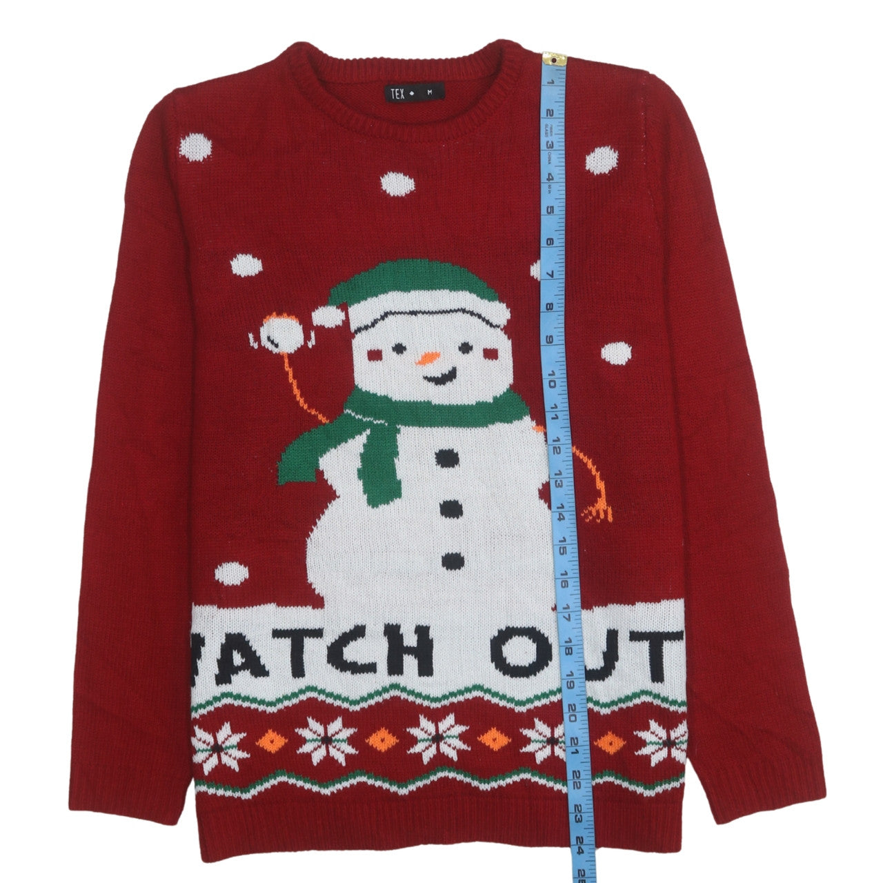 TEX Women Red Christmas Snowman Pullover Jumper M