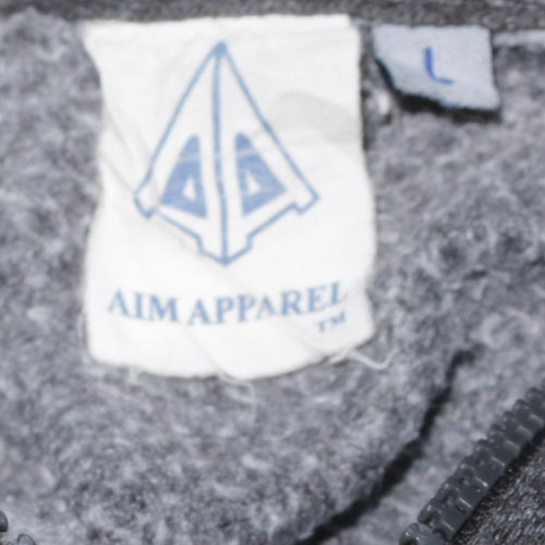 AIM Apparel Men's Grey Full Zip Hoodie Size L Regular Fit