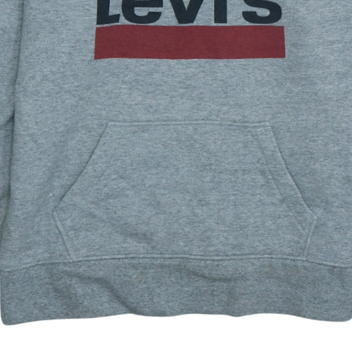 Levi's Men's Grey Pullover Hoodie Small Logo Fleece Sweatshirt