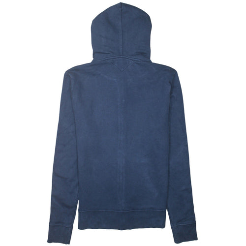 Tommy Hilfiger Men's Blue Full Zip Hoodie Size L Logo Tape Hooded Sweatshirt