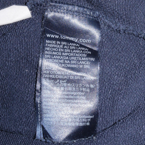 Tommy Hilfiger Men's Blue Full Zip Hoodie Size L Logo Tape Hooded Sweatshirt