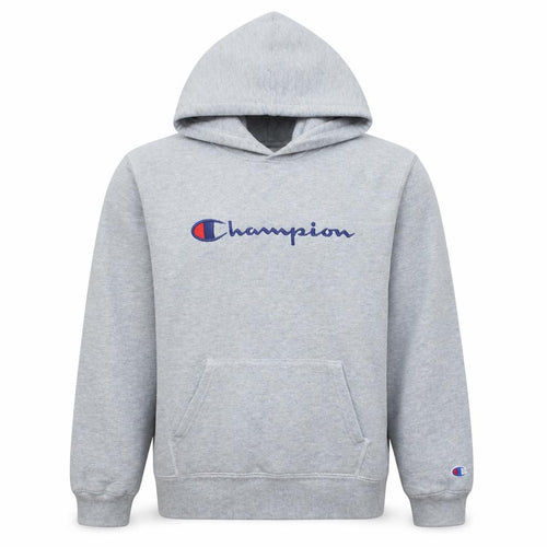 Champion Men's Grey XL Pullover Hoodie Embroidered Logo Fleece