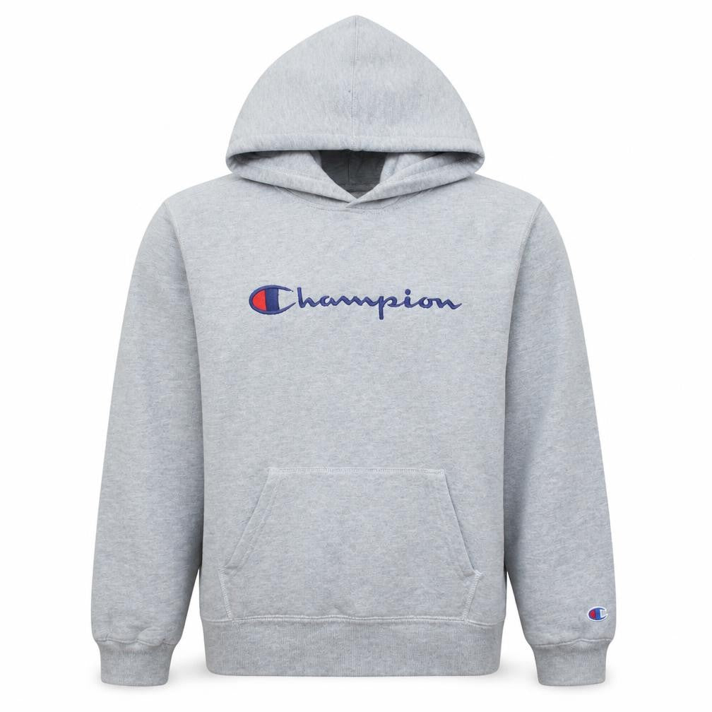 Champion Men's Grey XL Pullover Hoodie Embroidered Logo Fleece