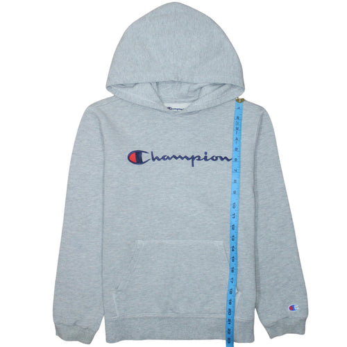 Champion Men's Grey XL Pullover Hoodie Embroidered Logo Fleece