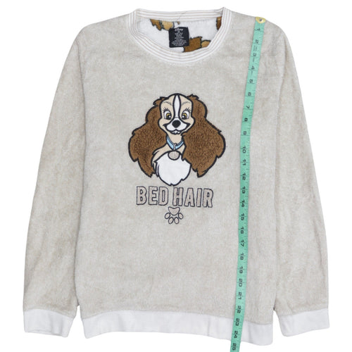 Disney Women's Beige Fleece Pyjama Top Size 10-12 Lady Bed Hair