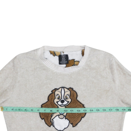 Disney Women's Beige Fleece Pyjama Top Size 10-12 Lady Bed Hair
