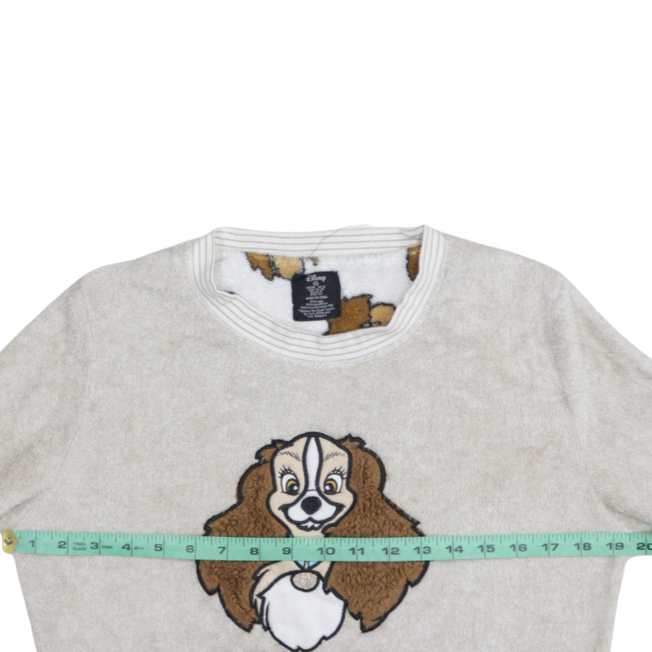 Disney Women's Beige Fleece Pyjama Top Size 10-12 Lady Bed Hair