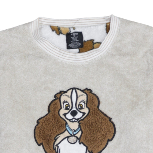 Disney Women's Beige Fleece Pyjama Top Size 10-12 Lady Bed Hair